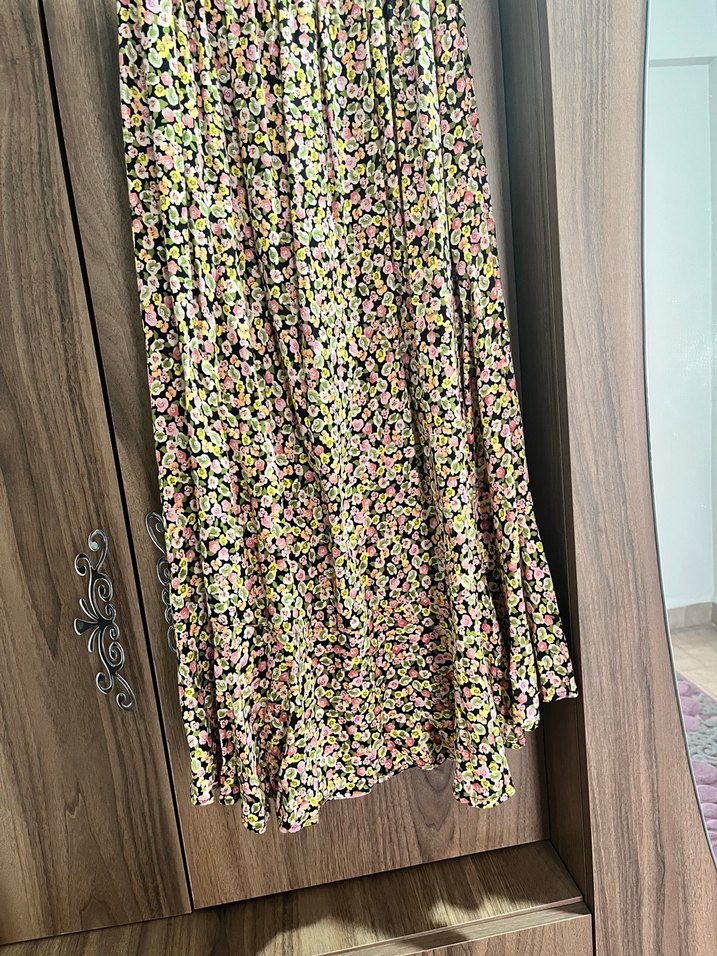 Çiçek Desenli Uzun Salaş  Etek - Görsel 3