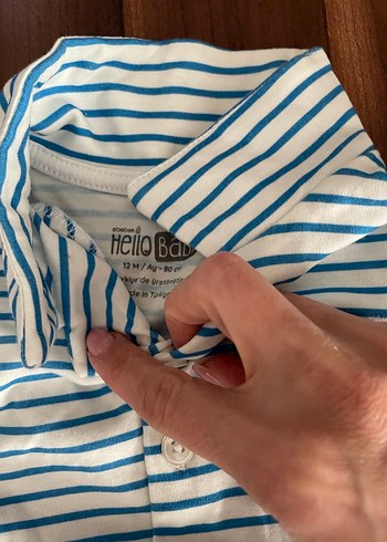 Mavi Çizgili Erkek Bebek Kısa Kollu Takım ebebek - Görsel 3