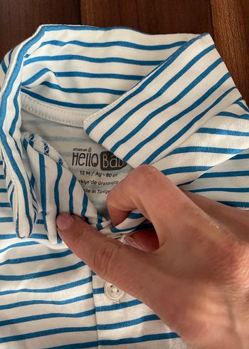 Mavi Çizgili Erkek Bebek Kısa Kollu Takım ebebek - Görsel 4