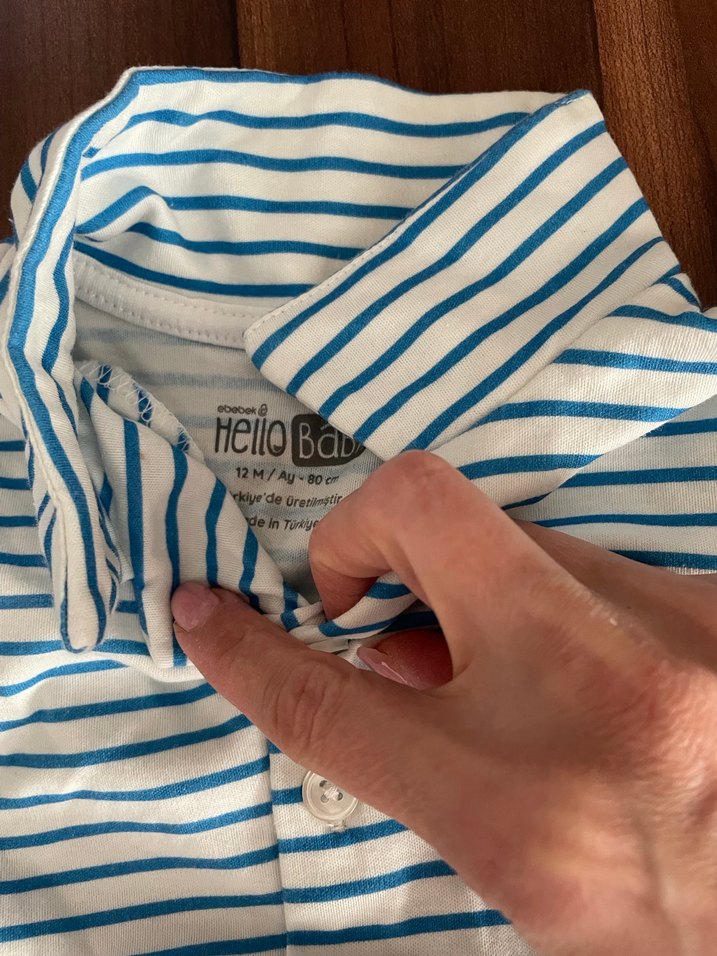 Mavi Çizgili Erkek Bebek Kısa Kollu Takım ebebek - Görsel 4