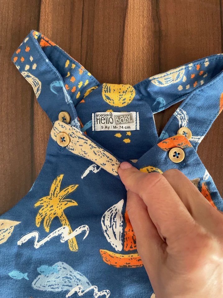 Renkli Baskılı Erkek Çocuk Askılı Şort Tulum - Görsel 2