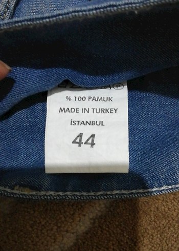 44 beden Düğmeli Mavi Midi Denim Etek - Görsel 3
