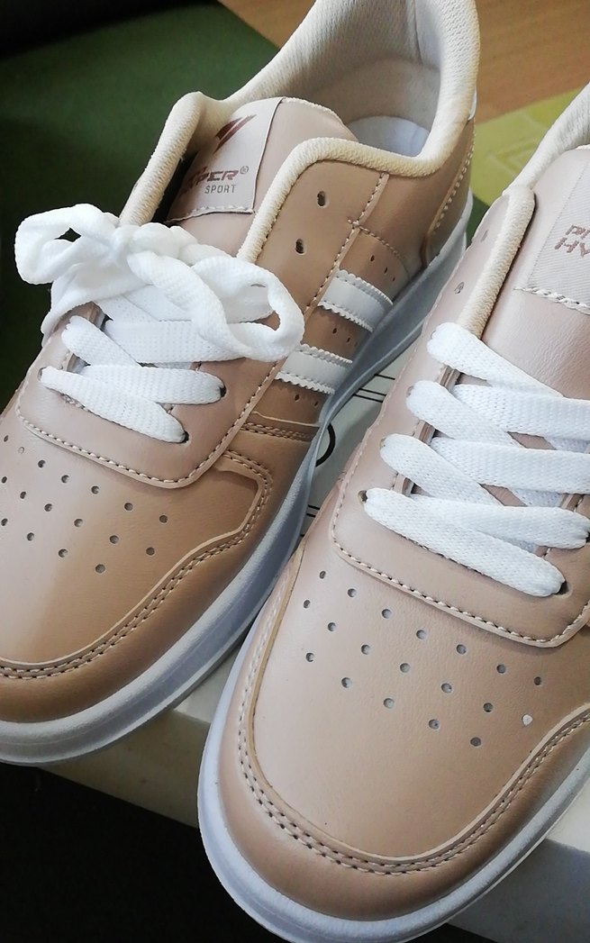 Bej Bağcıklı Kadın Spor Ayakkabı - Görsel 4