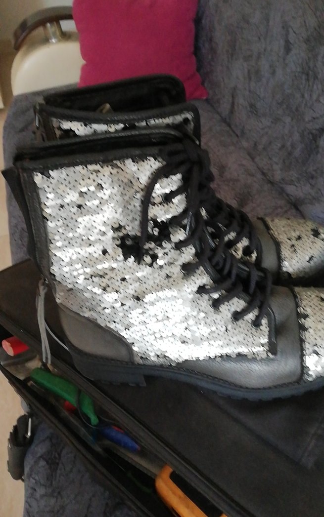 Gri Yılan Desenli Parlak Deri Goth Bot 40 numara - Görsel 5