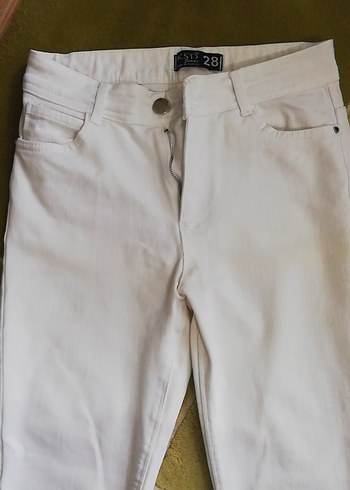 Beyaz Kadın Kot Pantolon Normal Boy - Görsel 3