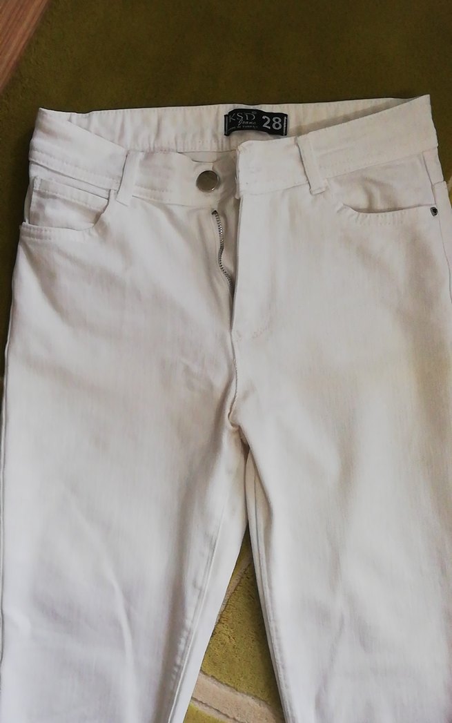 Beyaz Kadın Kot  Pantolon Normal Boy - Görsel 3