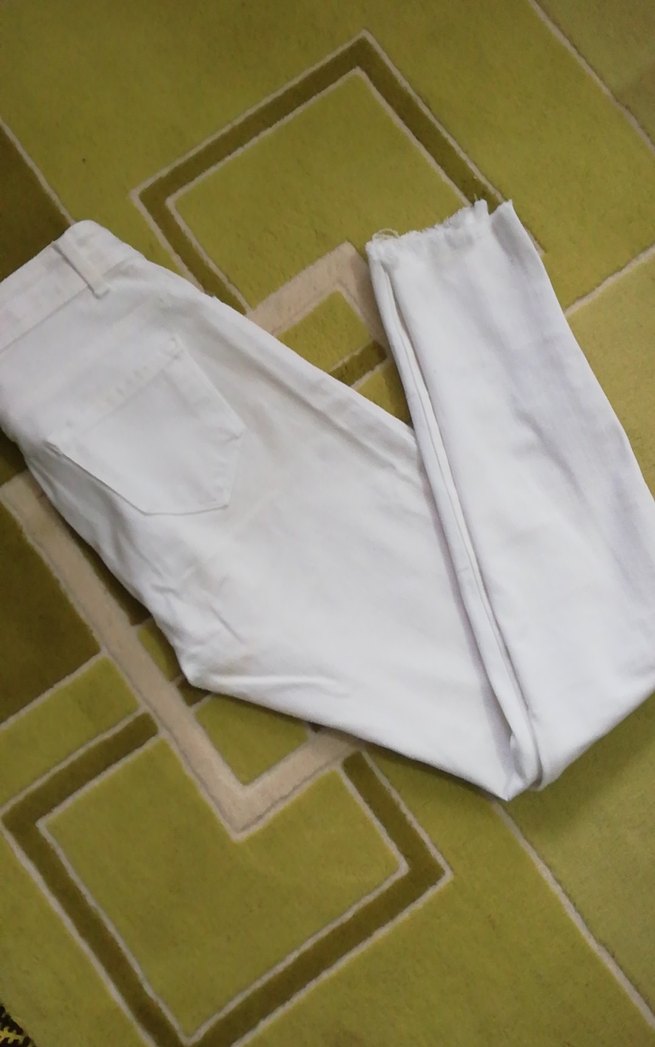 Beyaz Kadın Kot  Pantolon Normal Boy - Görsel 5