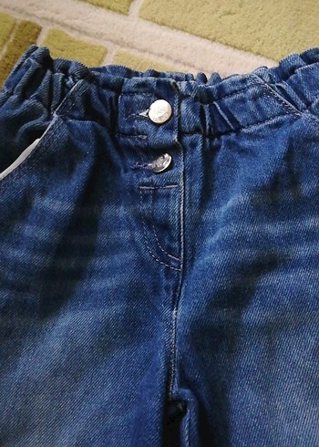 Kız Çocuk Parlak Mavi Bol Kesim Kot Pantolon - Görsel 3