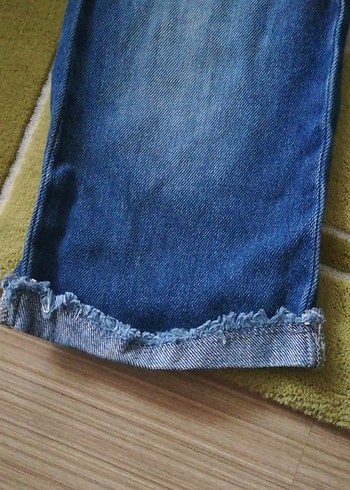 Kız Çocuk Parlak Mavi Bol Kesim Kot Pantolon - Görsel 2