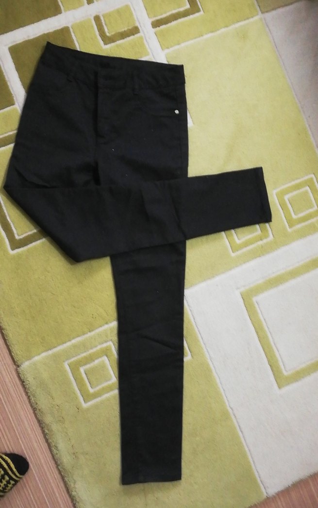 Düğmeli Siyah simli kız çocuk Kot Pantolon - Görsel 4