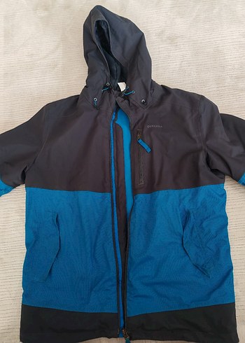 Decathlon Decathlon Mavi-Gri Fermuarlı Erkek Kapüşonlu Mont