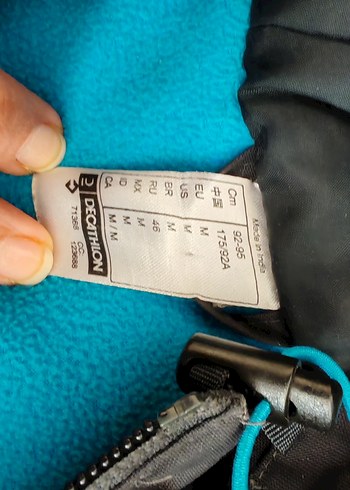 s/m Beden Decathlon Mavi-Gri Fermuarlı Erkek Kapüşonlu Mont
