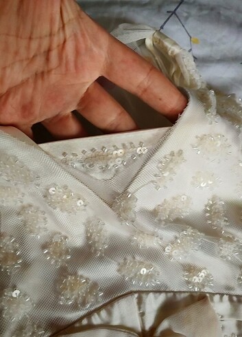 Abiye saten kumaş pantolon pul işlemeli tüllü saten blüz 44 bede - Görsel 7