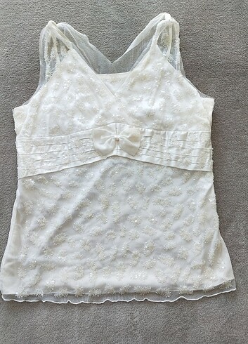 Abiye saten kumaş pantolon pul işlemeli tüllü saten blüz 44 bede - Görsel 8