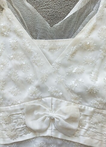 Abiye saten kumaş pantolon pul işlemeli tüllü saten blüz 44 bede - Görsel 9