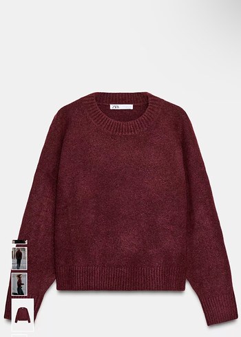 Zara YUMUŞAK TRİKO KAZAK 
Kadın Şarap rengi Salaş Triko Kazak - Görsel 4