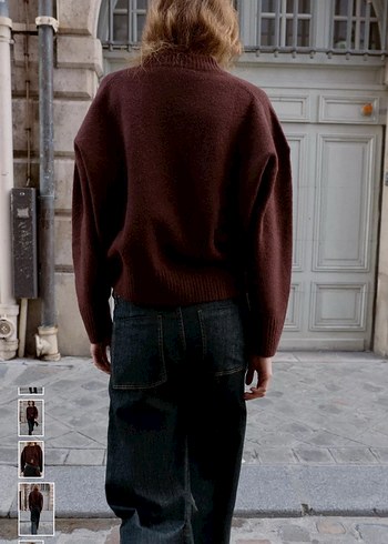 Zara YUMUŞAK TRİKO KAZAK 
Kadın Şarap rengi Salaş Triko Kazak - Görsel 3