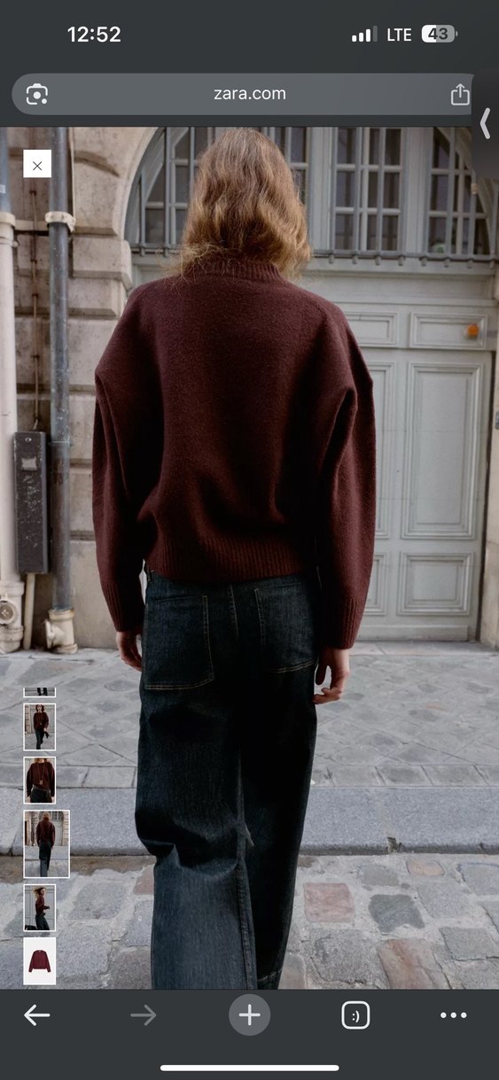 Zara YUMUŞAK TRİKO KAZAK 
Kadın Şarap rengi Salaş Triko Kazak - Görsel 3