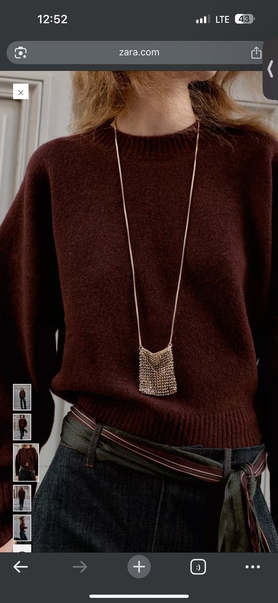 Zara YUMUŞAK TRİKO KAZAK 
Kadın Şarap rengi Salaş Triko Kazak - Görsel 2