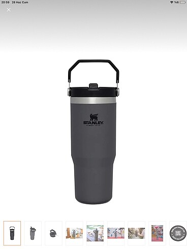 Beden siyah Renk Stanley ice flow pipetli termos 0.89 litre