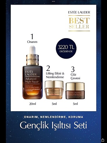 Estee Lauder cilt bakım seti advanced night repair revitalizing 