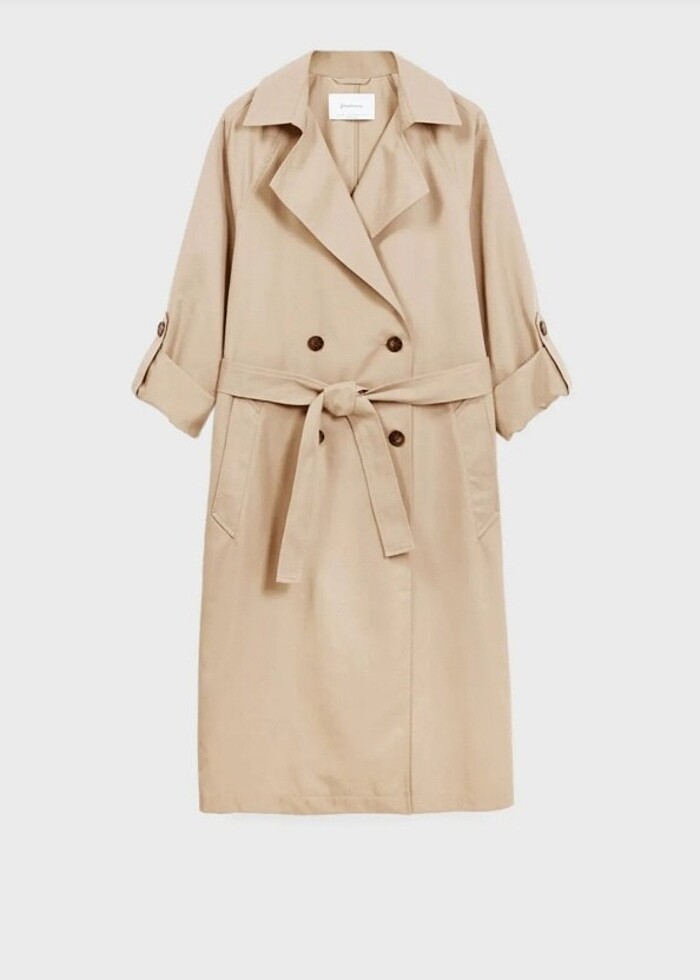 Stradivarius dökümlü uzun trençkot  - Görsel 4