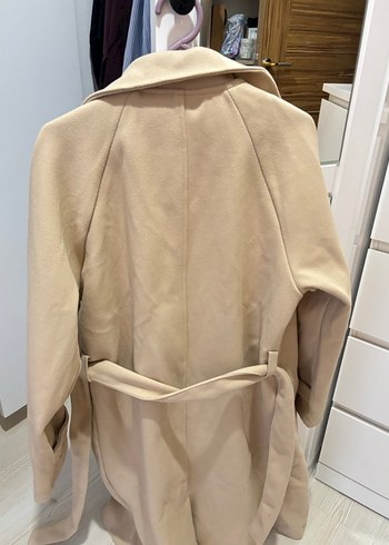 Bej Uzun Düğmeli Kadın Kaban - Görsel 3