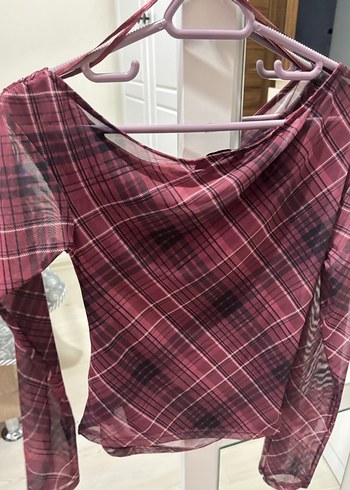 Bordo Drapeli Uzun Kollu Kadın Bluz - Görsel 3