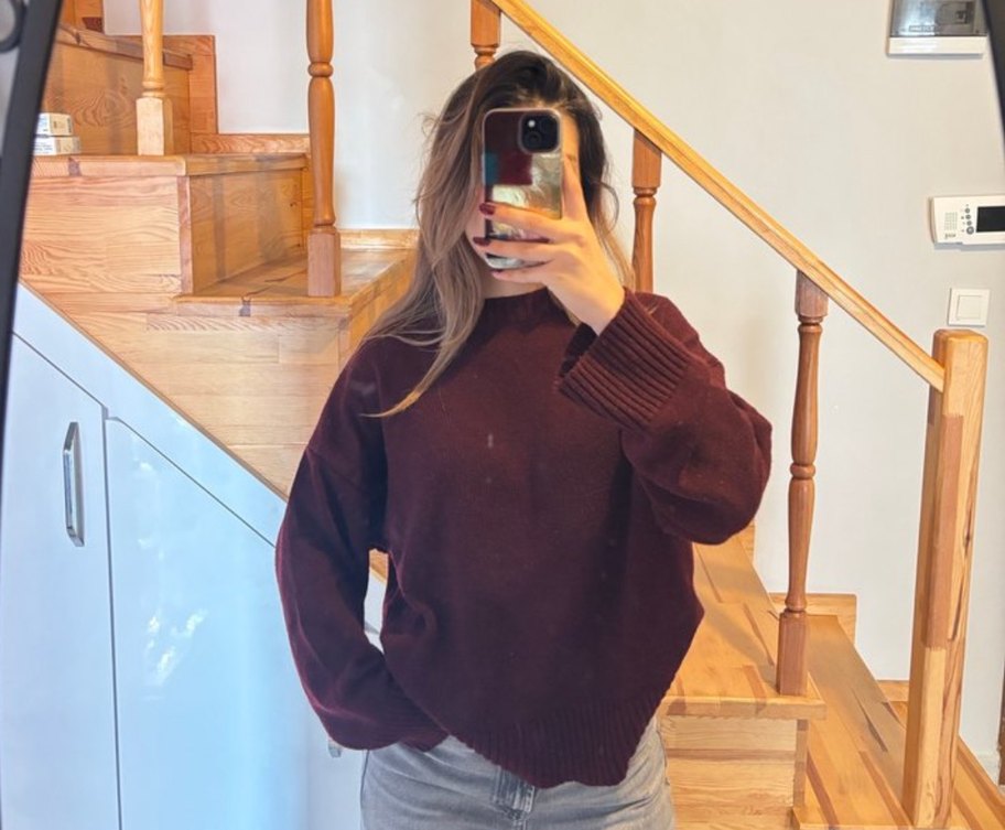 Bordo Salaş Kadın Kazak - Görsel 2