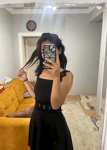 Diğer Dantel Detaylı Siyah GotikElbise