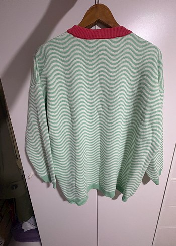 H&M Nakışlı Yeşil Triko Kadın Kazak