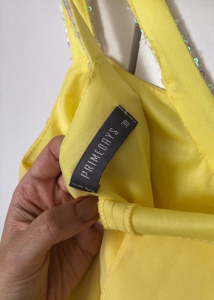 Sarı şık elbise - Görsel 4