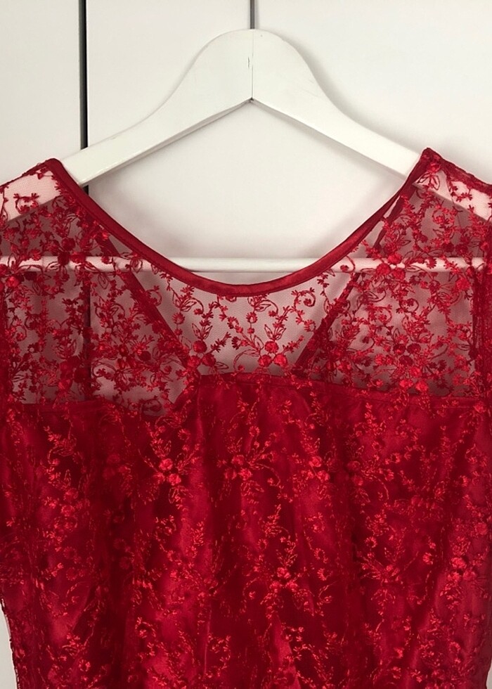 Kırmızı Mini Elbise - Görsel 3