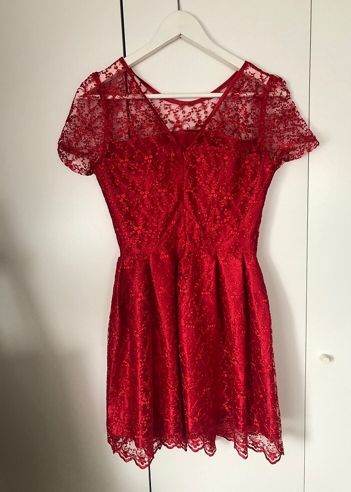 Kırmızı Mini Elbise - Görsel 4