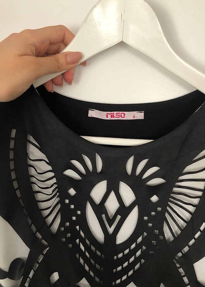 Siyah İçi beyaz detaylı elbise - Görsel 3