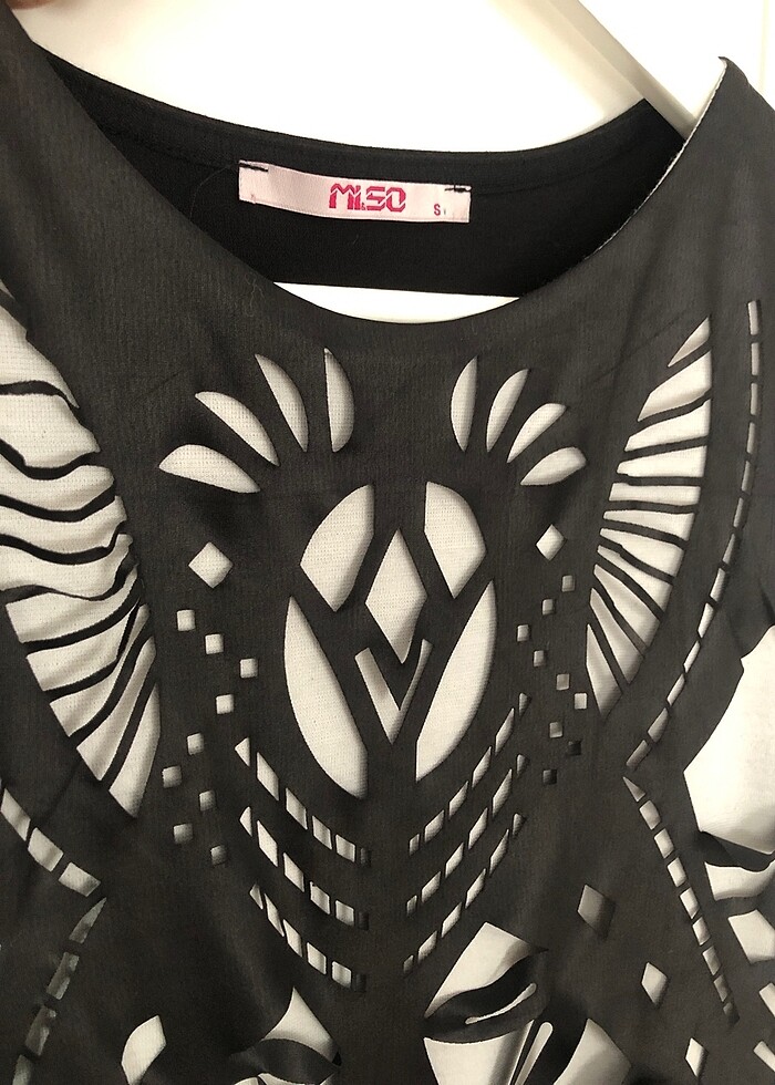 Siyah İçi beyaz detaylı elbise - Görsel 4