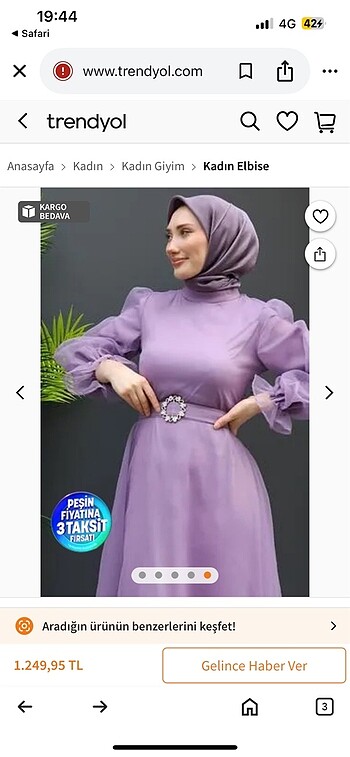 38 Beden Lila abiye elbise