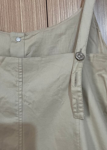 Zara Bej Düğmeli Midi Elbise