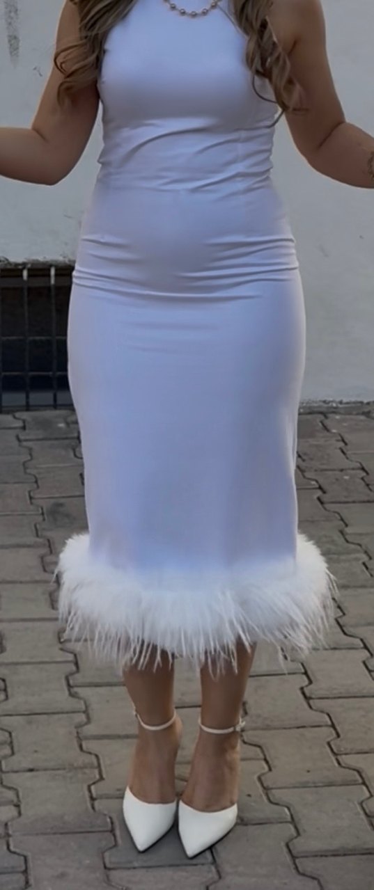 Midi boy beyaz elbise - Görsel 2