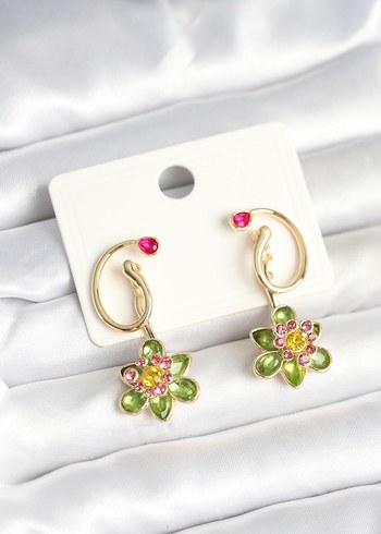 Swarovski İdyllia Yeşil Çiçek Küpe