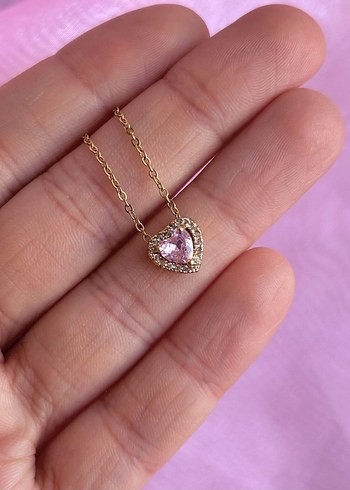 Beden Gold Pembe Kristal Kalp Kolye