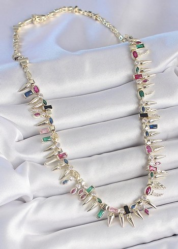 swarovski Gema Muadil Diken Model Renkli Taşlı Kolye