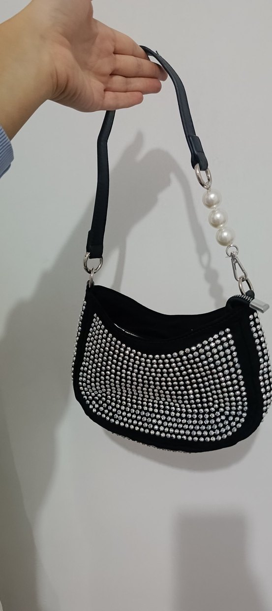 Siyah İşlemeli Boncuklu Kadın Çanta - Görsel 2