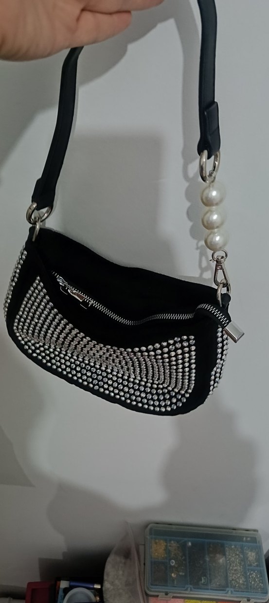 Siyah İşlemeli Boncuklu Kadın Çanta - Görsel 3