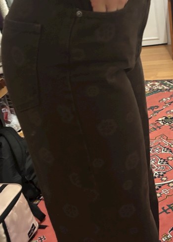 Kahverengi Desenli Kadın Kot Pantolon - Görsel 3