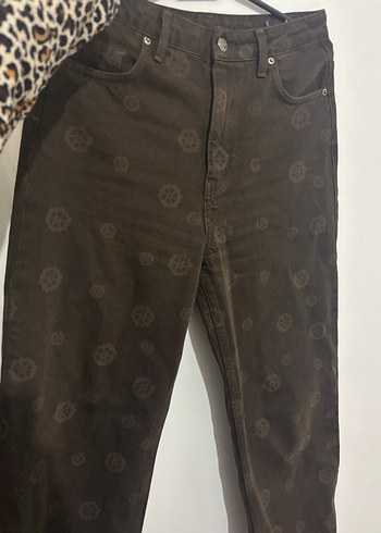 Kahverengi Desenli Kadın Kot Pantolon - Görsel 7
