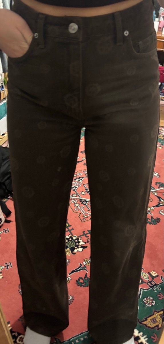 Kahverengi Desenli Kadın Kot Pantolon - Görsel 4