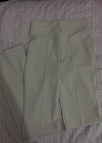 Kadın Bej Pileli Kumaş Pantolon - Görsel 2