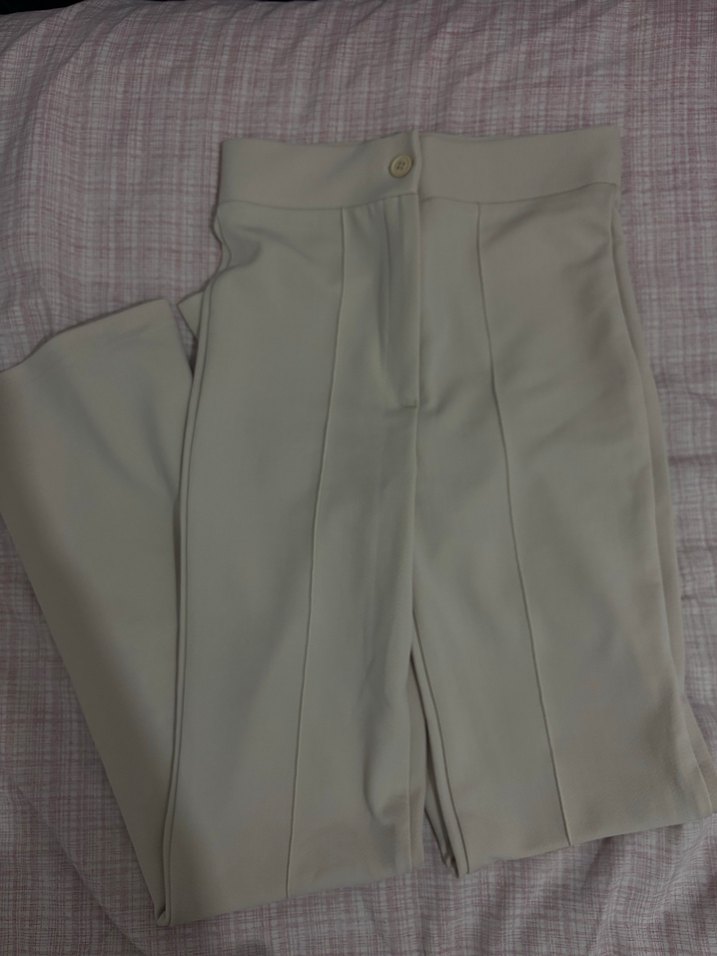 Kadın Bej Pileli Kumaş Pantolon - Görsel 2