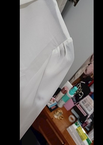 Kadın Beyaz Düğmeli  Gömlek - Görsel 8